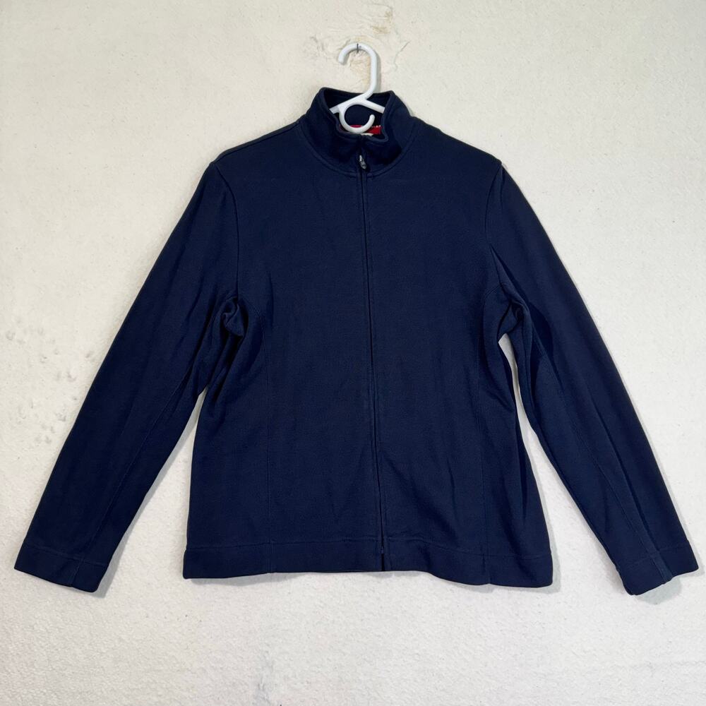 Cutter & Buck Full-Zip Deep Navy Blue Soft Pima Cotton Sporty Golf Sweater Large